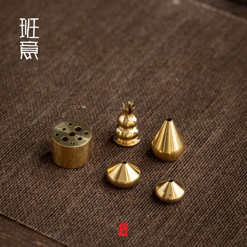 班意 纯铜香插盘香架小葫芦香插九孔线香水滴香座坐支架香炉香托