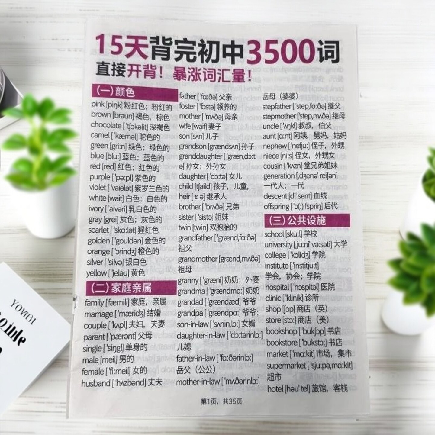 人教初中英语3500词中考必背