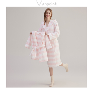我爱条纹 出口D毛圈割绒浴袍男女士长款吸水毛巾料宽松酒店睡袍