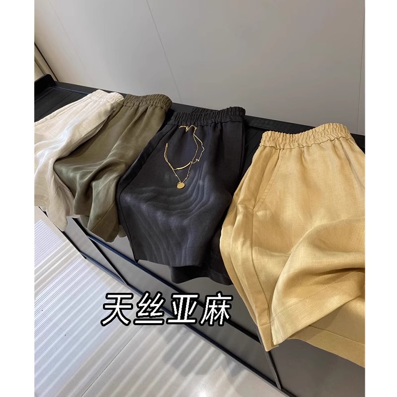 天丝短裤女2025新款欧货夏季薄款宽松休闲亚麻中裤五分阔腿显瘦裤