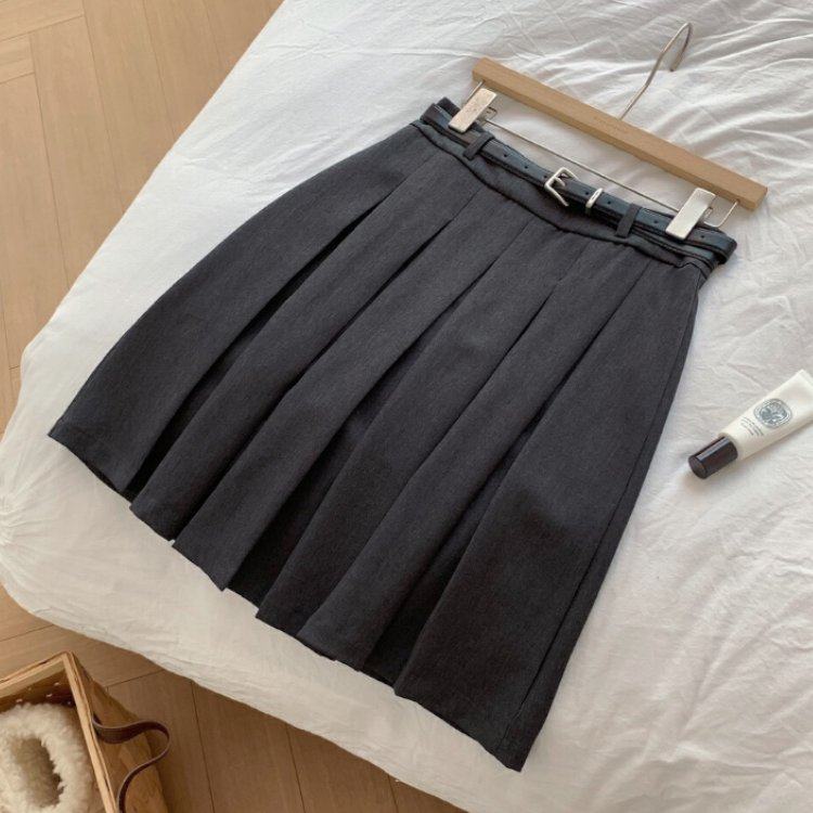 强烈推荐miu系压褶半身裙2025新款通勤百搭显瘦灰色百褶毛呢裙