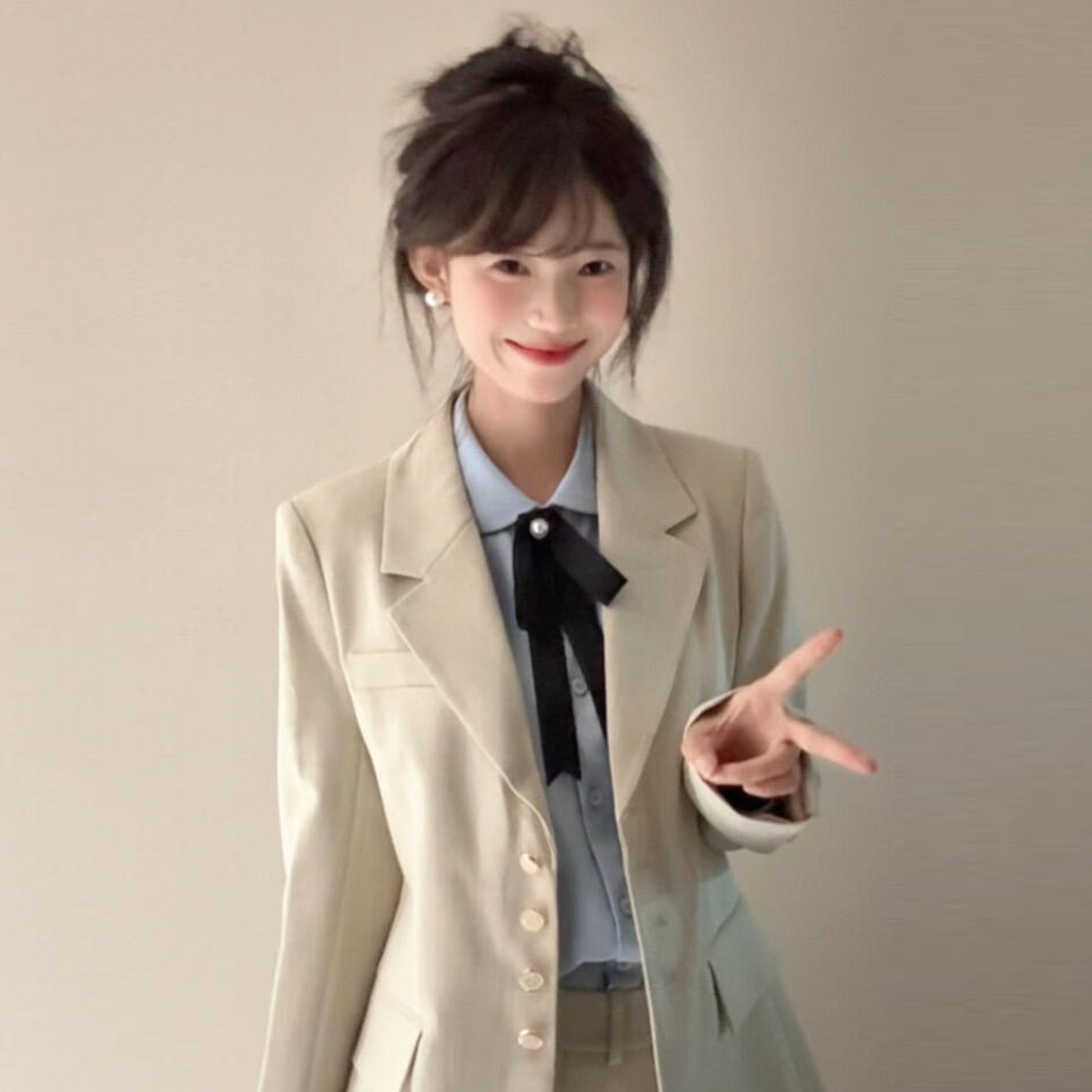 韩系西装外套女早秋季2025新款面试通勤穿搭职业套装气质收腰长裙