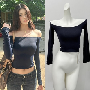 Veryrareme 弹力修身塑形一字肩长袖