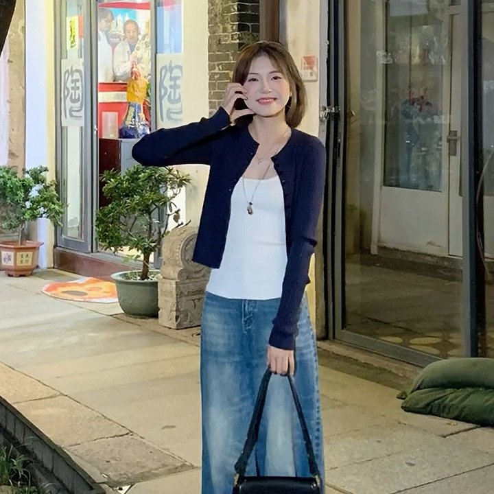 现货 早秋辣妹针织吊带开衫春女早春季内搭外套韩系穿搭chic短款