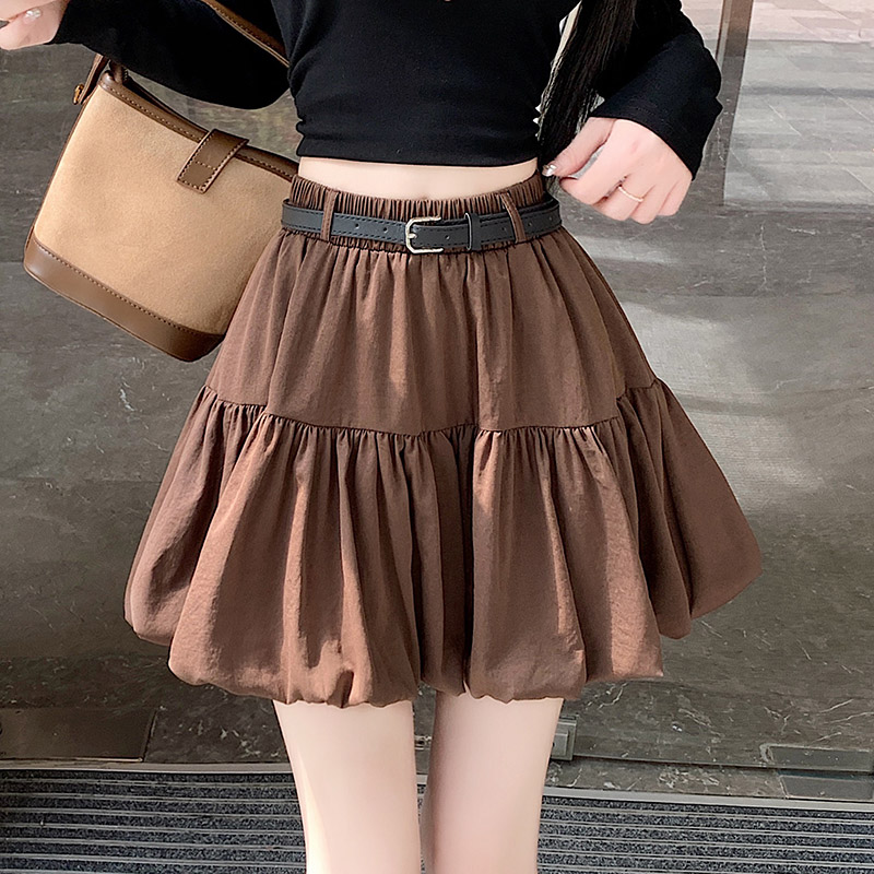 实拍花苞裙半身裙女2025新款云朵蓬蓬裤裙高腰a字小个子灯笼短裙