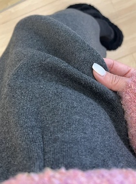 深灰色气质开叉针织半身裙女秋冬新款小个子高腰显瘦中长款直筒裙