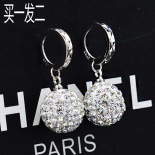 Spherical earrings, crystal earings, silver 925 sample, diamond encrusted, simple and elegant design