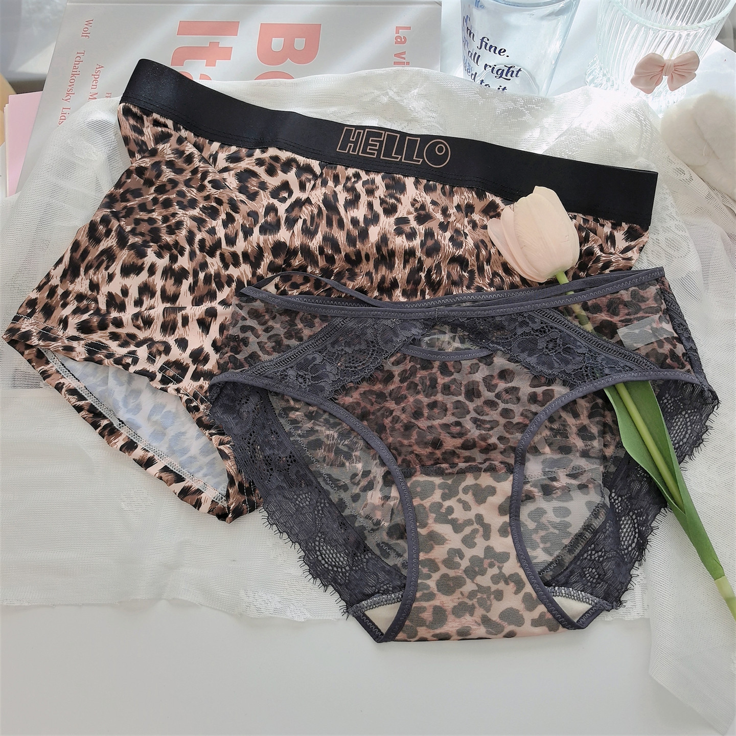 性感豹纹蕾丝情侣内裤纯欲2025新