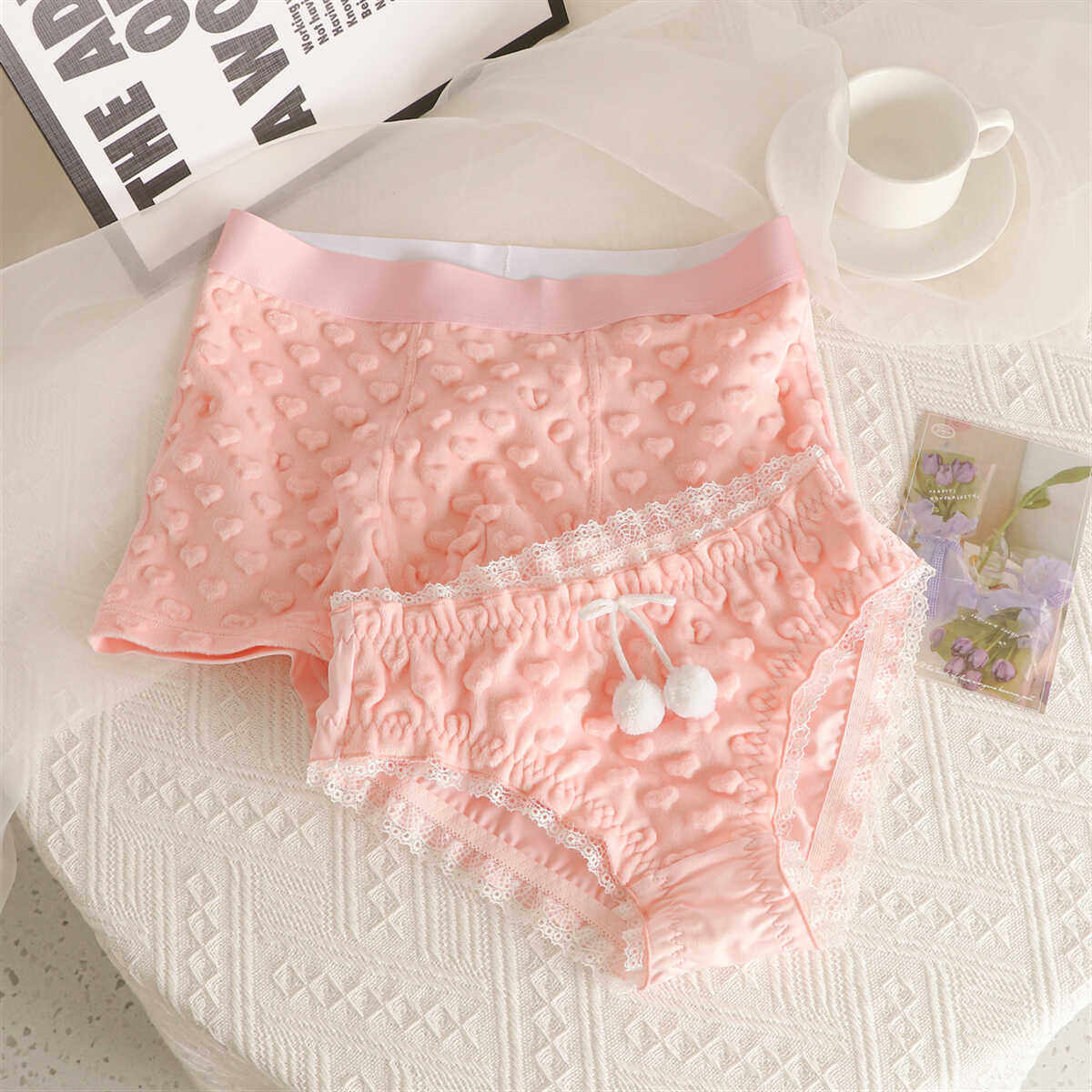 心心相印~粉色情侣内裤甜美性感纯欲男平角女三角情调夫妻套装,女士内衣/男士内衣/家居服,男平角内裤,淘宝优惠券,粉丝福利购,淘宝优惠卷