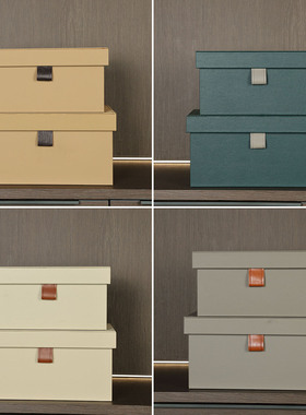 衣帽间摆件轻奢风皮质收纳箱饰品