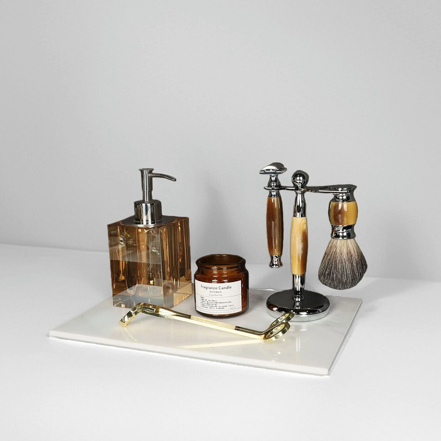 卫生间摆件轻奢风浴室洗手台香薰大理石托盘道具摆设样板房装饰品,家居饰品,装饰摆件,淘宝优惠券,粉丝福利购,淘宝优惠卷