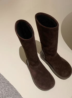 11.30日新品鞋大师雪地靴2024冬季新款毛毛一脚蹬中筒靴美拉德风