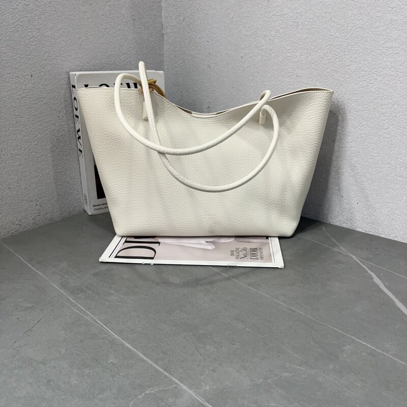 2026新款时尚荔枝纹软皮托特包休闲慵懒风大容量腋下单肩包子母包