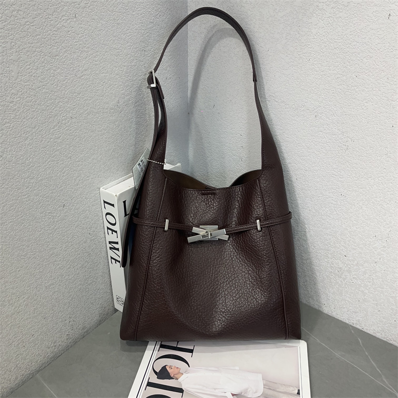 娜飞儿荔枝纹托特包慵懒风单肩包