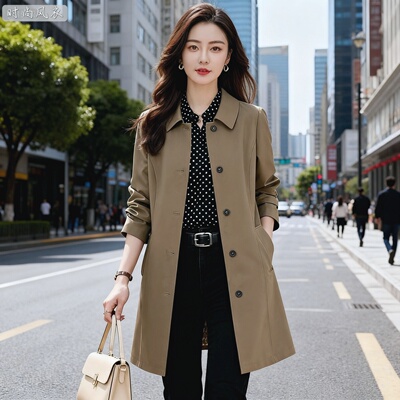 2025年新款休闲女装风衣女中长款春秋季高品质气质洋气外套上衣