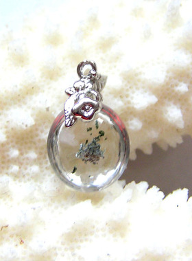 北国之春~纯天然绿幽灵925银镶嵌全包裹水晶吊坠挂坠女款A13