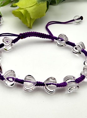 天然白水晶心形手工编结手链手串女款一物一图A33