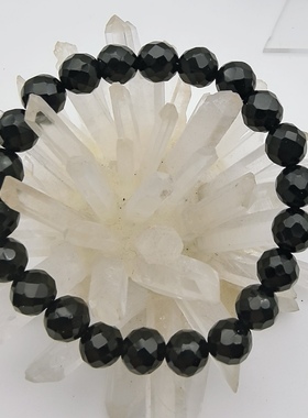 天然水晶刻面黑玛瑙手链手串男女款饰品礼物一物一图A34