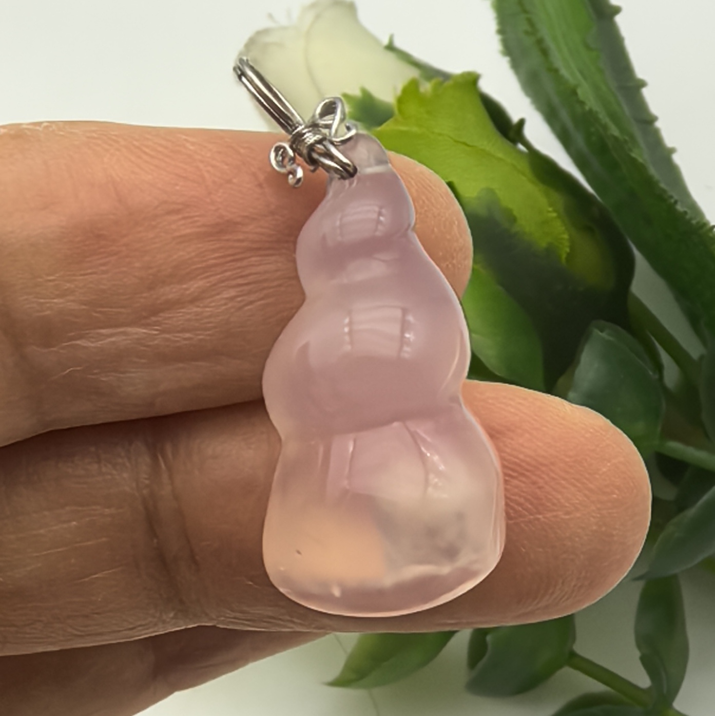 天然粉玉髓水晶海螺吊坠项坠女款稳定情绪增强亲和力一物一图A36