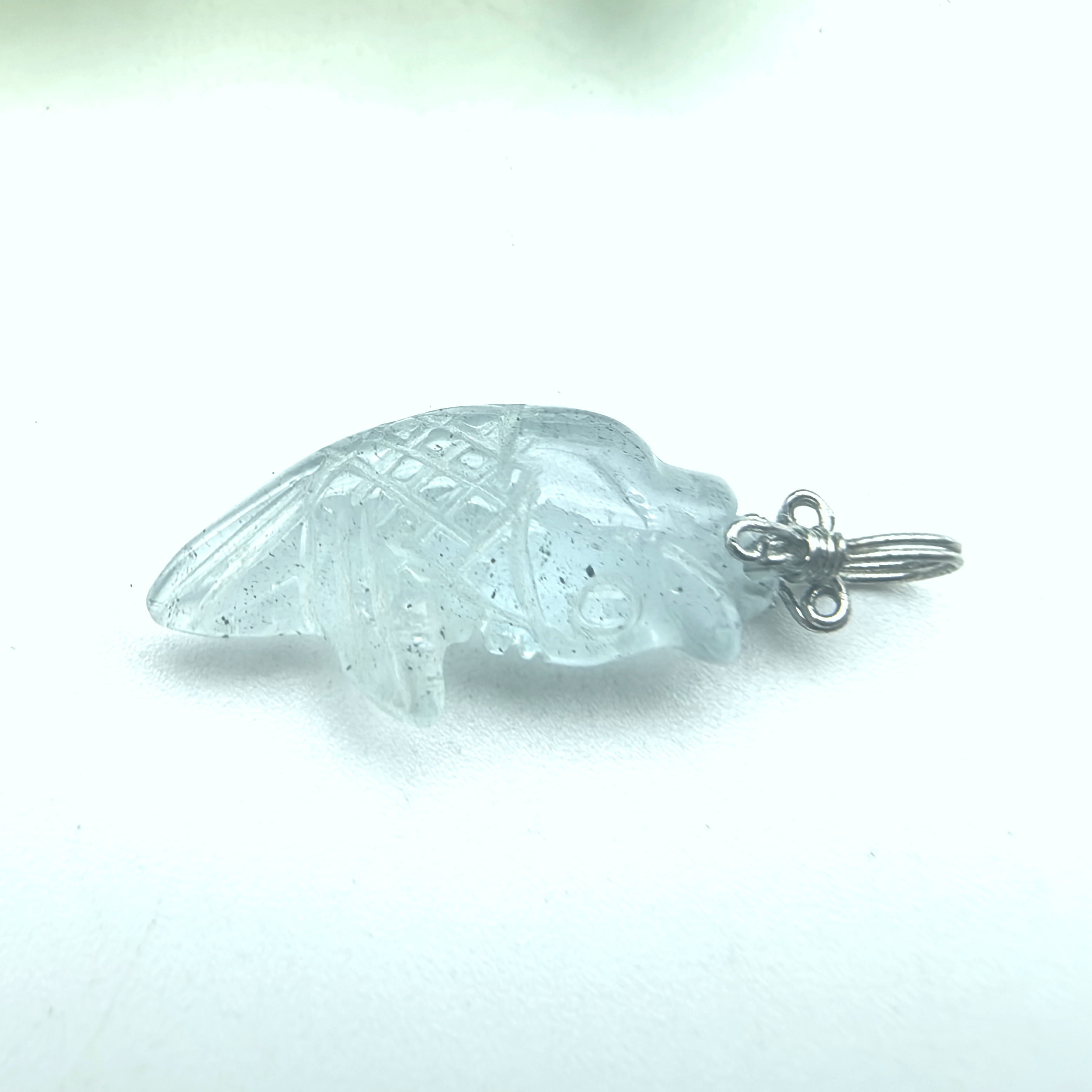 调节情绪天然水晶海蓝宝小鱼吊坠项链坠女饰品一物一图A39-25