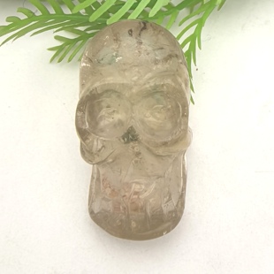 东海天然茶水晶原石手工雕刻骷髅头尸陀林小摆件一物一图A49-47