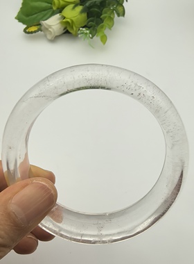 天然白水晶手镯女款59圈口宽厚实晶体干净一物一图A21-12