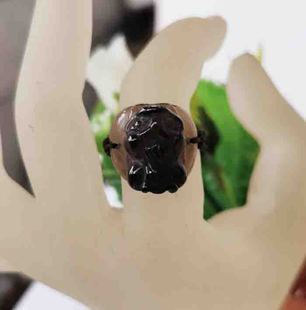 正品 A23 清仓东海纯天然茶水晶墨水晶貔貅戒指女男款