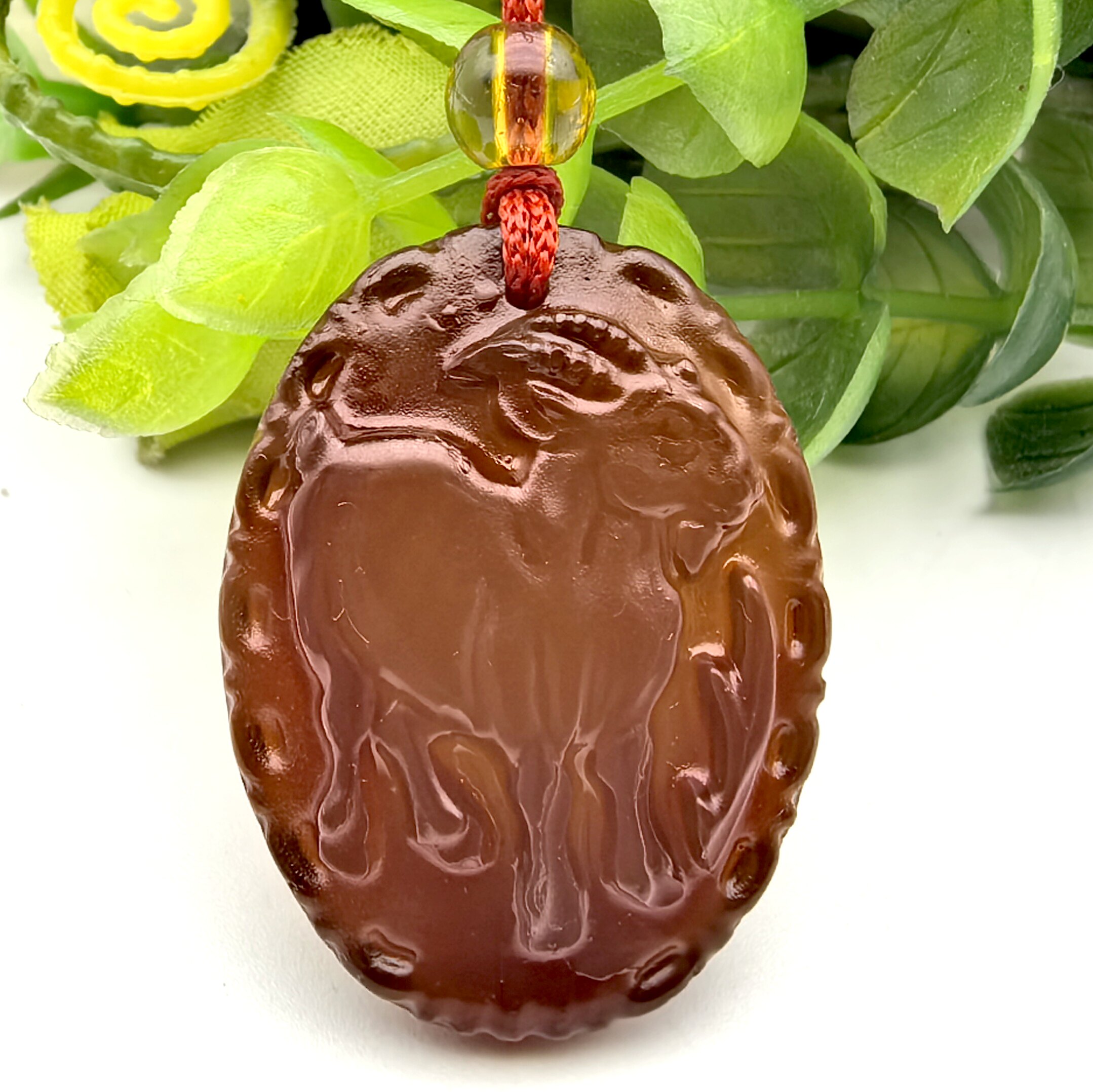 喜羊羊～天然红玉髓玛瑙生肖羊吊坠挂件护身符一物一图A45-106