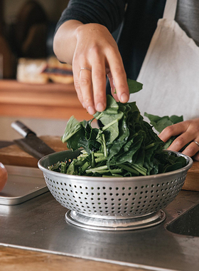 韩国进口铝制洗菜篮复古昭和风蔬菜瓜果篮餐具水杯沥水盆轻便控水