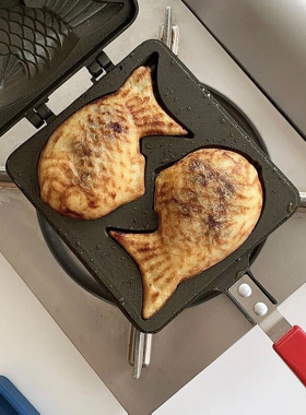 日本进口鲷鱼烧模具烤盘家用2连商用不粘锅煎锅烘焙工具蛋糕松饼