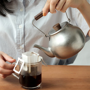 日本进口茶壶宫崎制作所不锈钢复古磨砂冲泡壶急须茶壶带滤网茶具