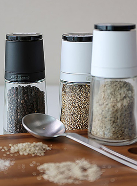 日本芝麻研磨器黑胡椒粒家用陶瓷芯花椒手动玻璃研磨瓶海盐磨盐瓶
