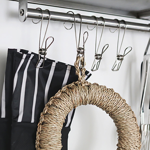 不锈钢挂钩夹子厨房长钩线夹悬挂式浴室长尾线夹免打孔照片吊钩夹