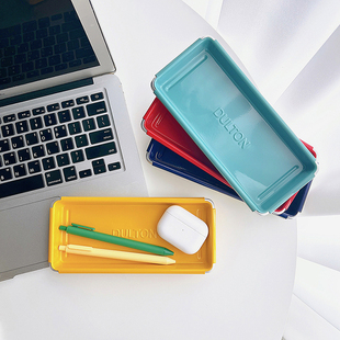 日本dulton收纳盘玄关钥匙首饰金属托盘复古文具盒桌面工具杂物盘