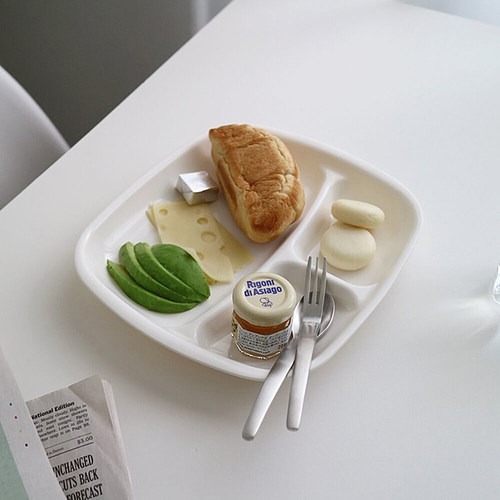 餐盘防摔耐高温学校轻食分格食盘