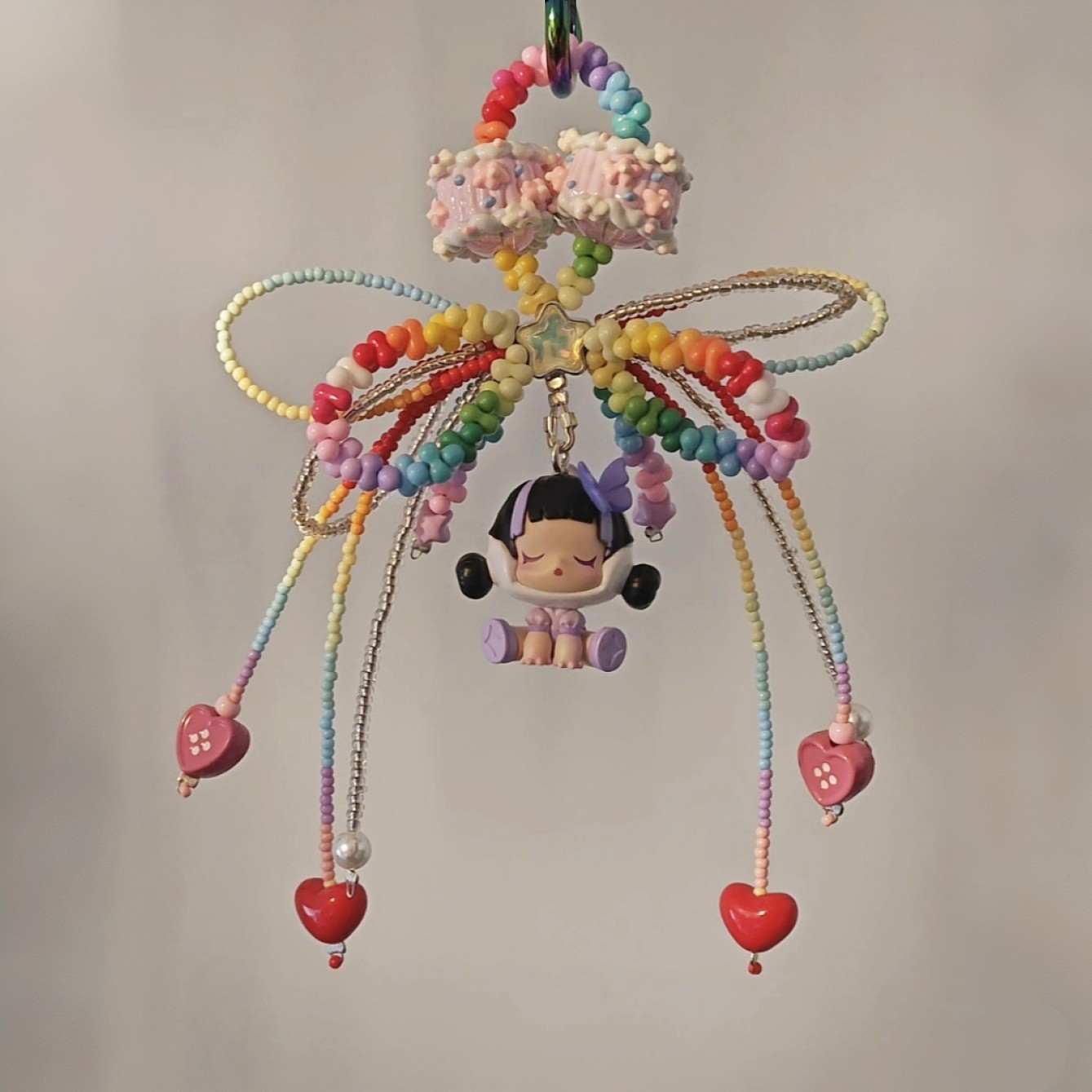 蝴蝶小姐泡泡玛特SKULLPANDA多巴胺手机链结车包挂女生闺蜜