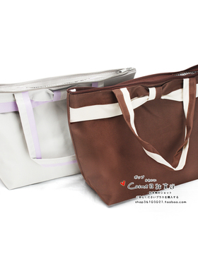 日本orbis花朵图案保温袋+haba保温袋灰色/咖色单肩大容量便携