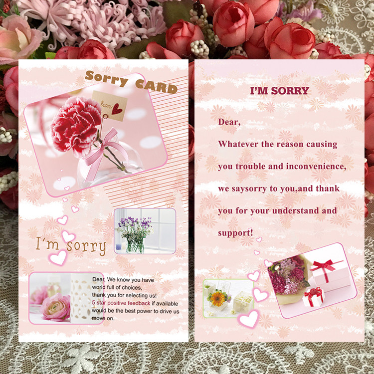 603英文外贸歉意卡售后卡速卖通亚马逊易趣虾皮英文卡可订做