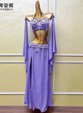 舞姿翼紫色2025冬新款肚皮舞表演演出服女舞蹈东方舞练功服套装