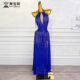 东方舞蹈练功连衣裙 女套装 舞姿翼宝蓝色2024新款 肚皮舞表演出服装