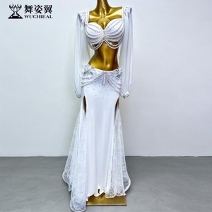 舞姿翼白色肚皮舞表演出服套装