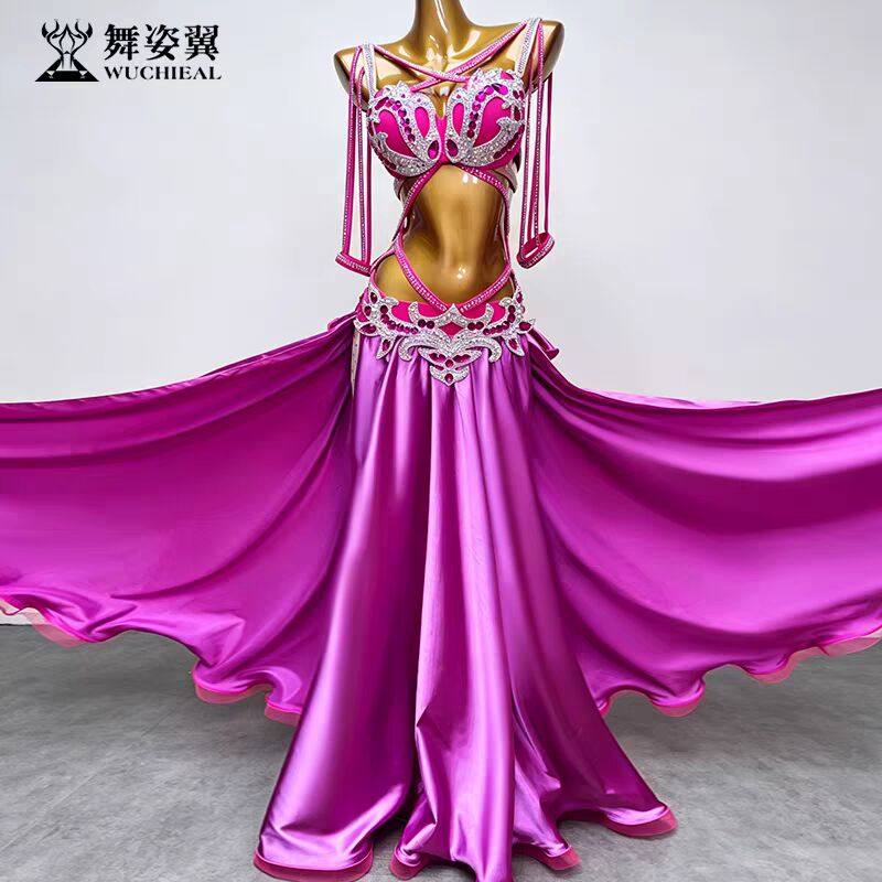 舞姿翼玫红肚皮舞表演出服套装