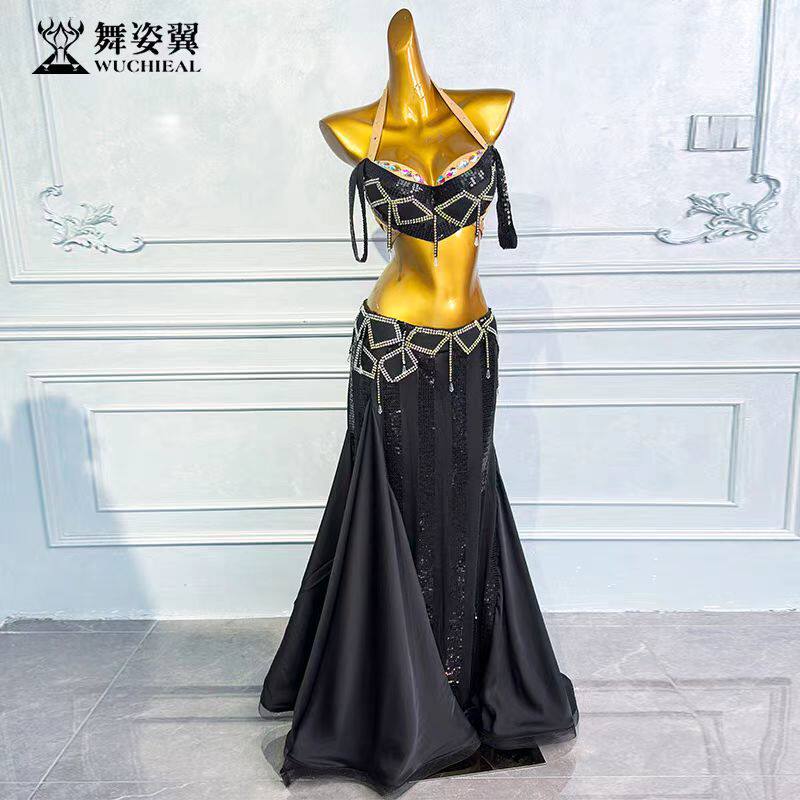 舞姿翼黑色肚皮舞表演出服套装