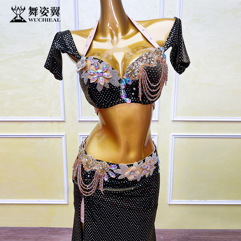舞姿翼军绿2026新款肚皮舞表演出服套装女东方舞蹈练功习文胸裙子