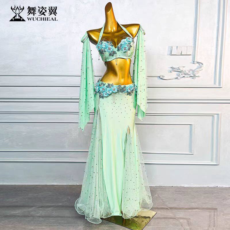 舞姿翼薄荷绿2026新款肚皮舞套装表演出练功习服东方舞蹈文胸裙子
