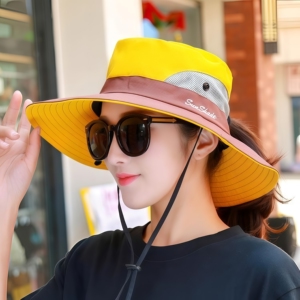 户外新款出游春夏季渔夫帽女可折叠太阳帽夏防晒帽骑车旅游登山帽