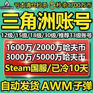 自动发货 33级AWM哈夫币排位成品换绑Steam国服 三角洲行动账号30
