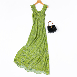 真丝斜裁无袖 可两穿 度假风连衣裙 显高显瘦女神范 1.4米裙长