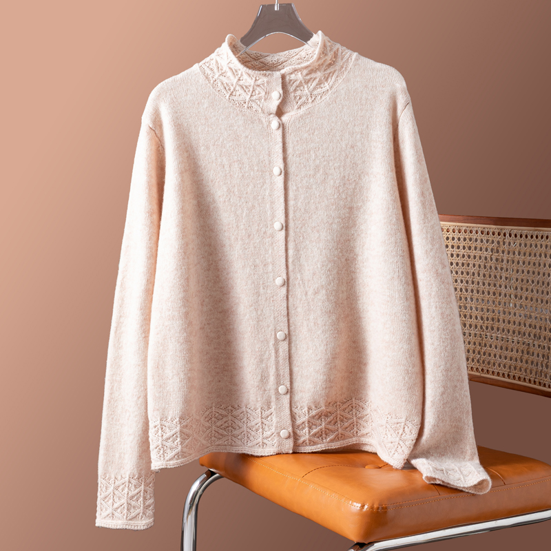 钩花款针织衫美丽奴羊毛简约毛衣