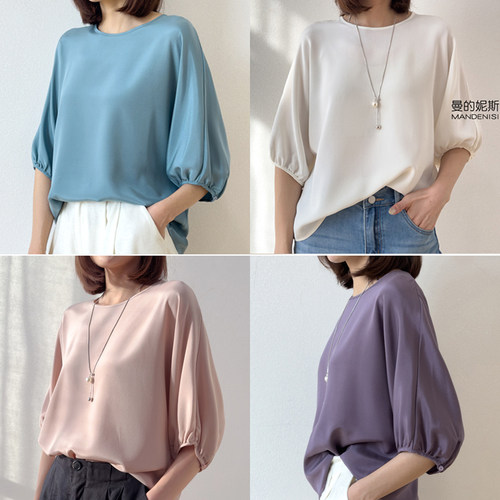 26姆米重磅真丝桑蚕丝蝙蝠袖T恤